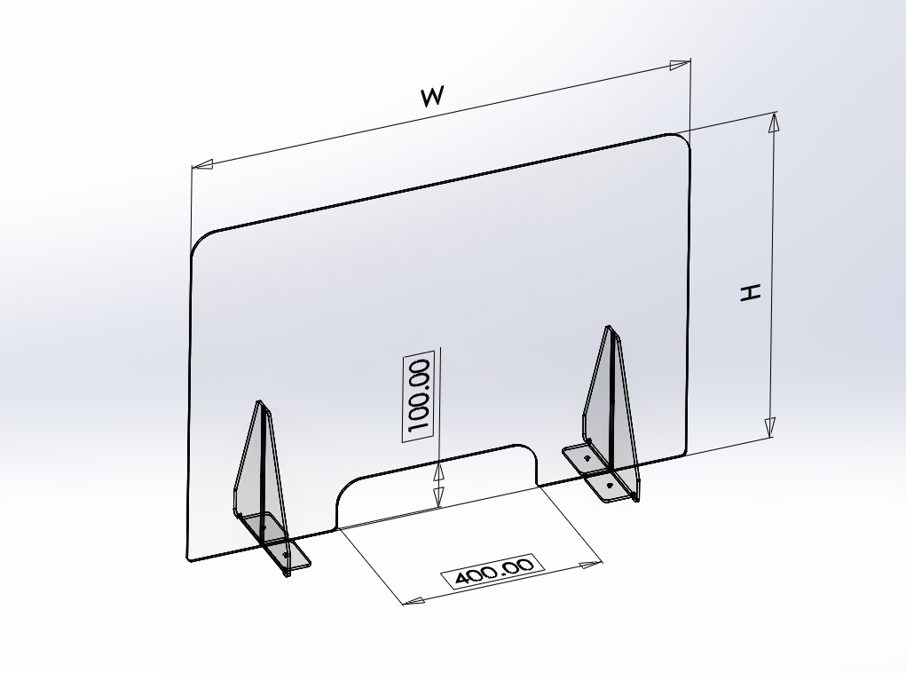 5mm screen with small single cut out - 700mm high