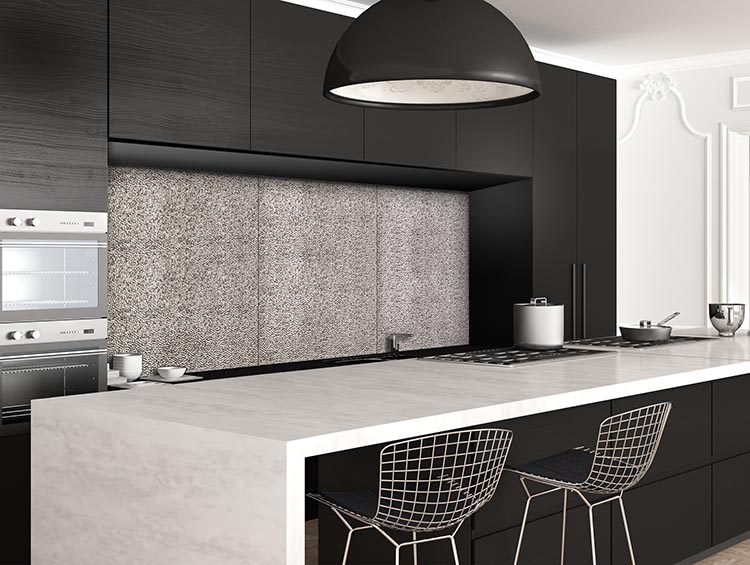 3D PVC Splashback Panels Lamina - Crosshatch Silver