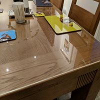 Wooden table protected with acrylic